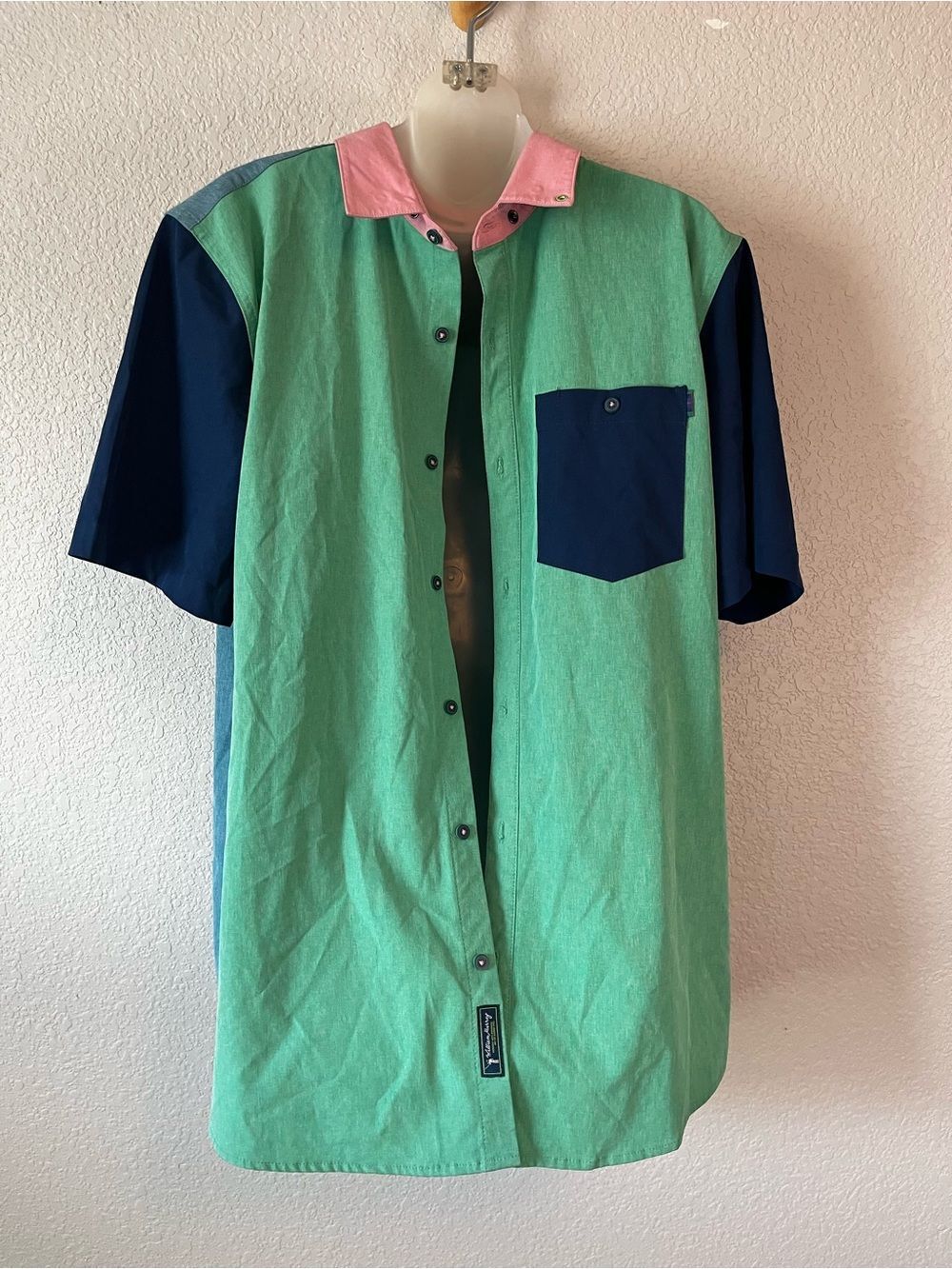 William Murray Golf Murray Classic Colorblock Short Sleeve Button Down Shirt M